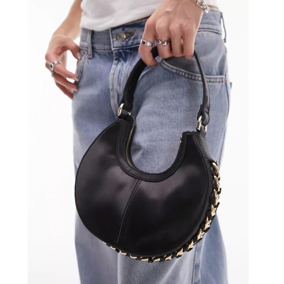 Topshop Black Scoop Shoulder Bag - Picture 3 of 5